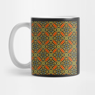 Blue, Yellow and Orange Beadwork Inspired Print Mug